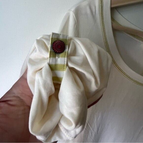 Matilda Jane White & Citron Yellow Ventriloquist Top Stripes Tunic Top Size M - Picture 6 of 8